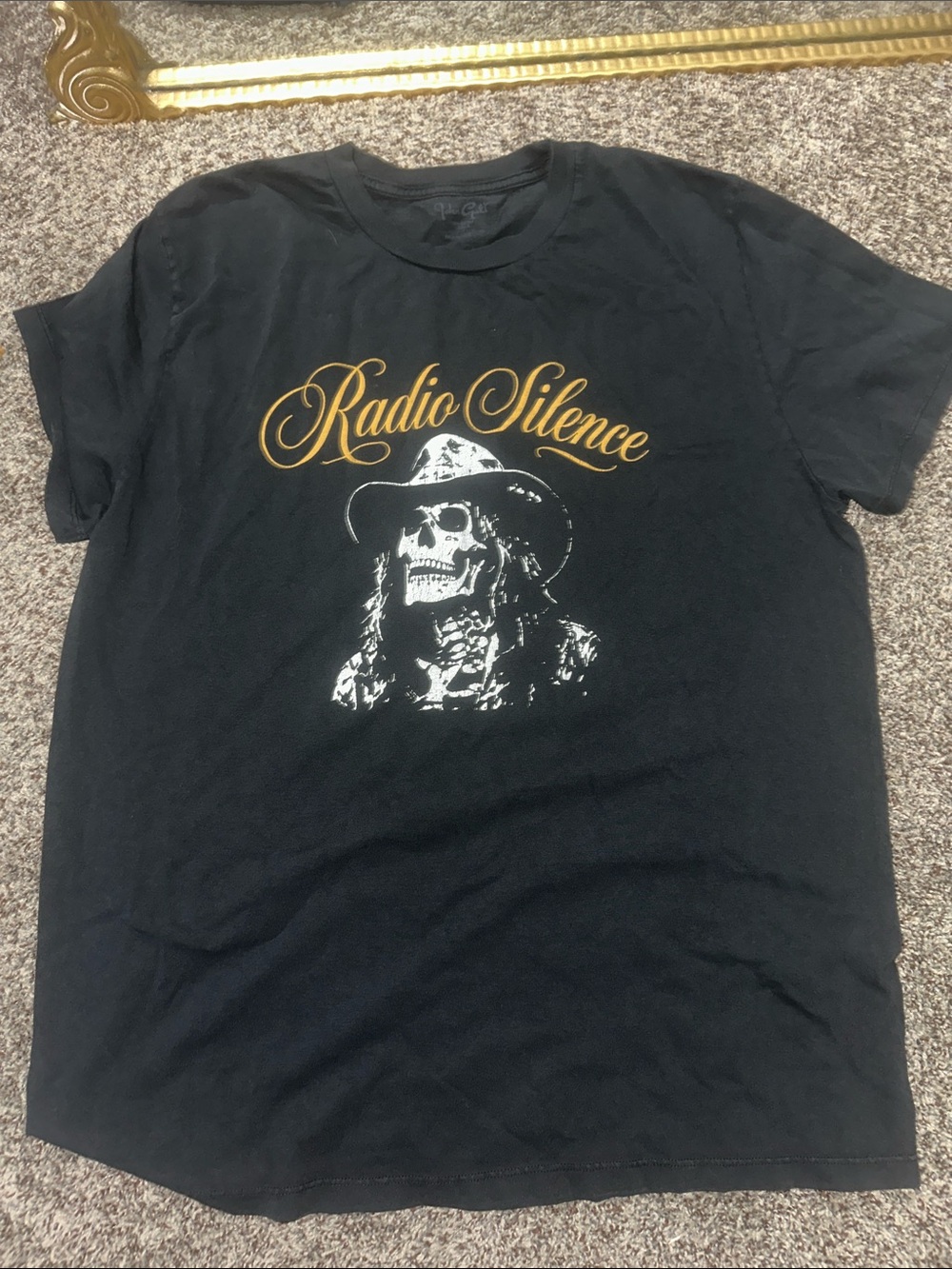 Brandy Melville Radio Silence Black Graphic skull tee